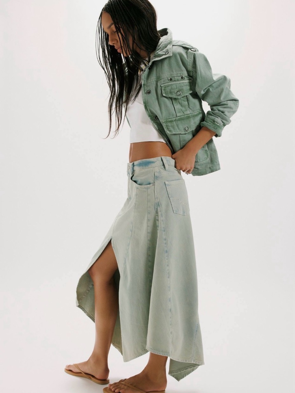 Free People We The Free Aquarius Maxi Skirt in Rolling Rapids size 30 NWT